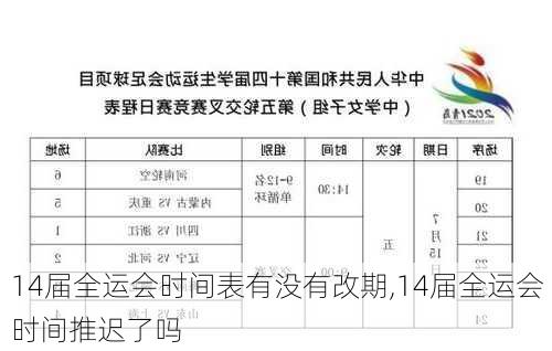 14届全运会时间表有没有改期,14届全运会时间推迟了吗