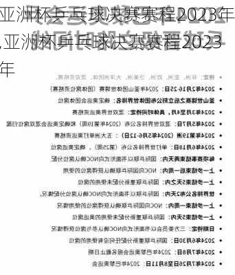 亚洲杯乒乓球决赛赛程2023年,亚洲杯乒乓球决赛赛程2023年