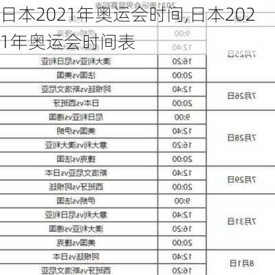 日本2021年奥运会时间,日本2021年奥运会时间表