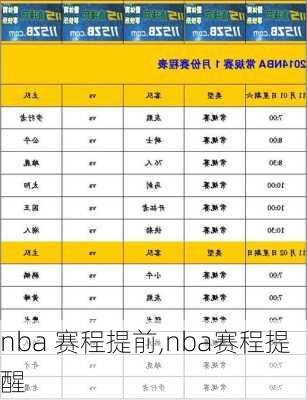 nba 赛程提前,nba赛程提醒