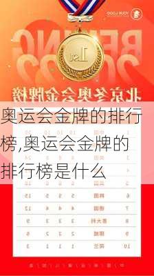 奥运会金牌的排行榜,奥运会金牌的排行榜是什么