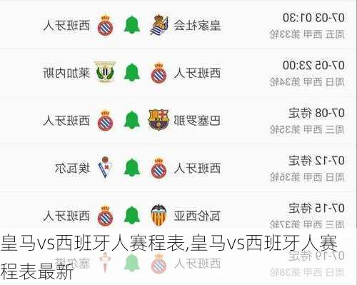 皇马vs西班牙人赛程表,皇马vs西班牙人赛程表最新