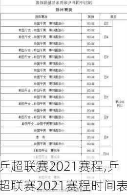 乒超联赛2021赛程,乒超联赛2021赛程时间表