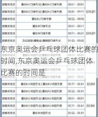 东京奥运会乒乓球团体比赛的时间,东京奥运会乒乓球团体比赛的时间是