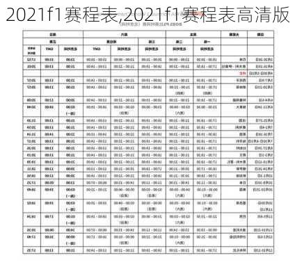 2021f1赛程表,2021f1赛程表高清版