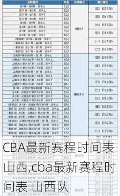 CBA最新赛程时间表 山西,cba最新赛程时间表 山西队