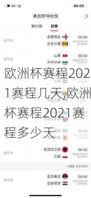 欧洲杯赛程2021赛程几天,欧洲杯赛程2021赛程多少天