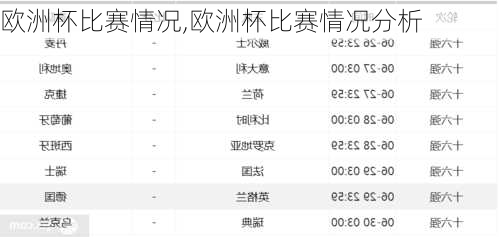 欧洲杯比赛情况,欧洲杯比赛情况分析