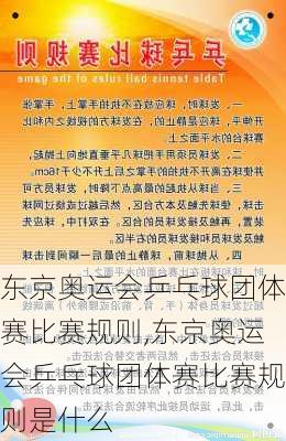 东京奥运会乒乓球团体赛比赛规则,东京奥运会乒乓球团体赛比赛规则是什么