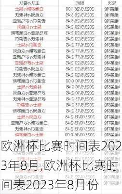 欧洲杯比赛时间表2023年8月,欧洲杯比赛时间表2023年8月份