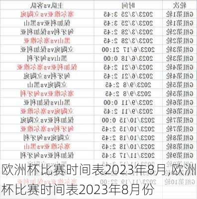 欧洲杯比赛时间表2023年8月,欧洲杯比赛时间表2023年8月份