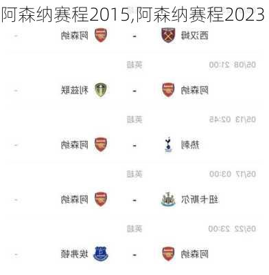 阿森纳赛程2015,阿森纳赛程2023