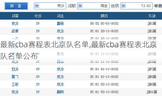 最新cba赛程表北京队名单,最新cba赛程表北京队名单公布