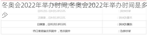 冬奥会2022年举办时间,冬奥会2022年举办时间是多少
