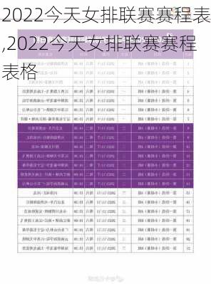 2022今天女排联赛赛程表,2022今天女排联赛赛程表格