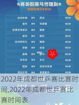 2022年成都世乒赛比赛时间,2022年成都世乒赛比赛时间表