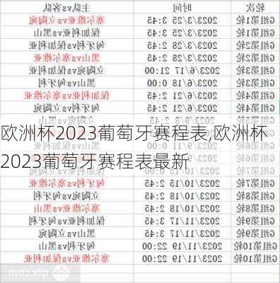 欧洲杯2023葡萄牙赛程表,欧洲杯2023葡萄牙赛程表最新