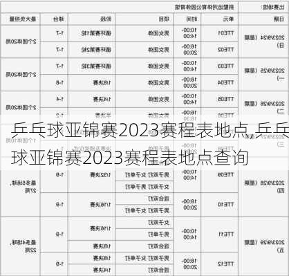 乒乓球亚锦赛2023赛程表地点,乒乓球亚锦赛2023赛程表地点查询