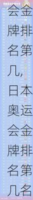 日本奥运会金牌排名第几,日本奥运会金牌排名第几名