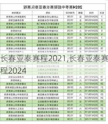 长春亚泰赛程2021,长春亚泰赛程2024