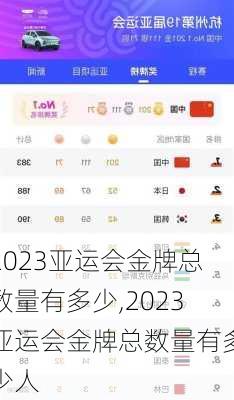 2023亚运会金牌总数量有多少,2023亚运会金牌总数量有多少人