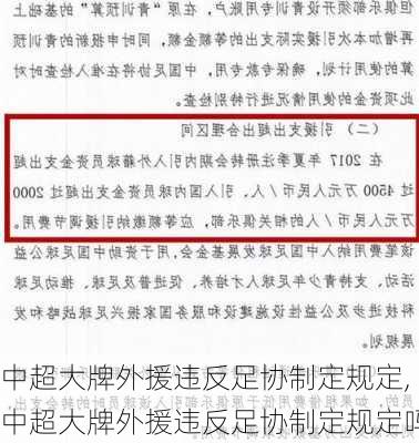 中超大牌外援违反足协制定规定,中超大牌外援违反足协制定规定吗