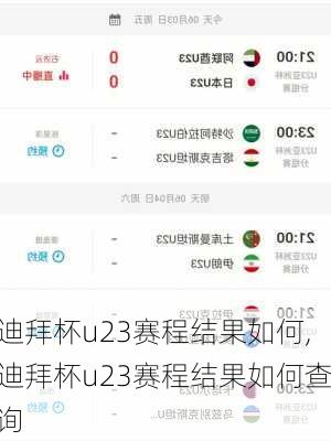 迪拜杯u23赛程结果如何,迪拜杯u23赛程结果如何查询