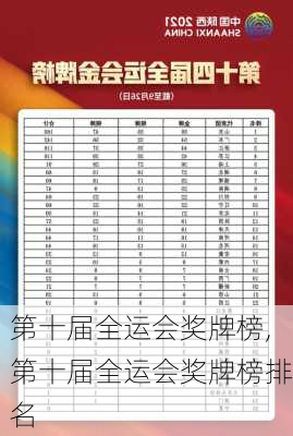 第十届全运会奖牌榜,第十届全运会奖牌榜排名