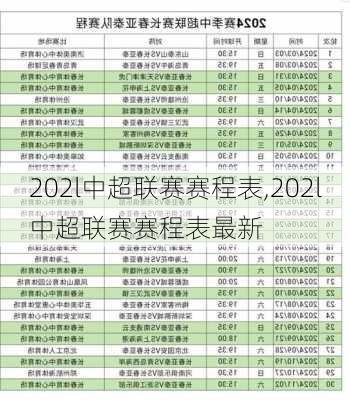 202l中超联赛赛程表,202l中超联赛赛程表最新