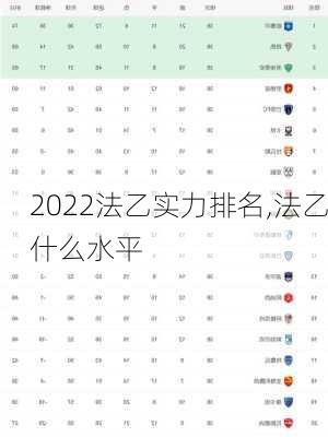 2022法乙实力排名,法乙什么水平