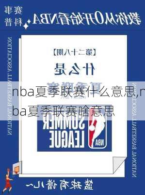 nba夏季联赛什么意思,nba夏季联赛啥意思