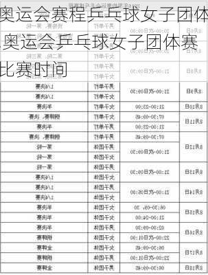 奥运会赛程乒乓球女子团体,奥运会乒乓球女子团体赛比赛时间