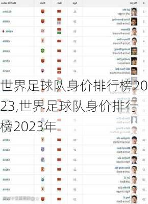 世界足球队身价排行榜2023,世界足球队身价排行榜2023年