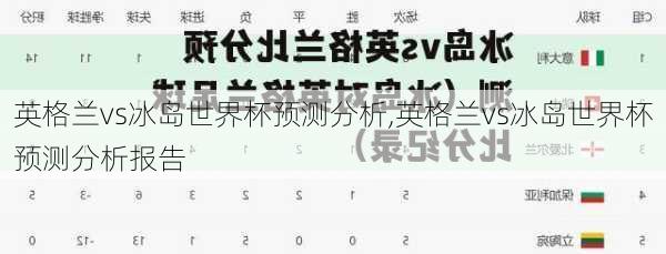 英格兰vs冰岛世界杯预测分析,英格兰vs冰岛世界杯预测分析报告