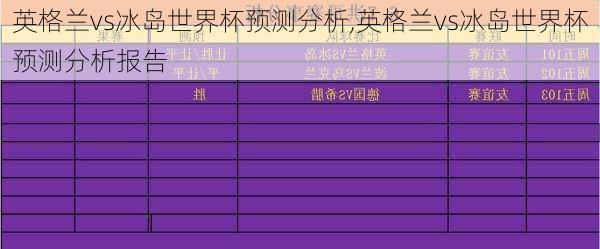 英格兰vs冰岛世界杯预测分析,英格兰vs冰岛世界杯预测分析报告