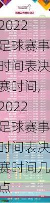 2022足球赛事时间表决赛时间,2022足球赛事时间表决赛时间几点