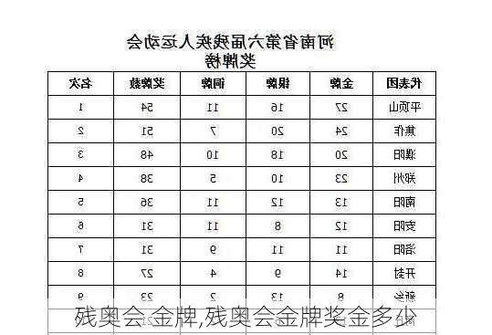 残奥会 金牌,残奥会金牌奖金多少