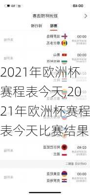 2021年欧洲杯赛程表今天,2021年欧洲杯赛程表今天比赛结果