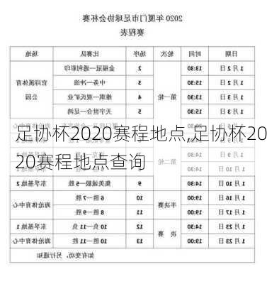 足协杯2020赛程地点,足协杯2020赛程地点查询