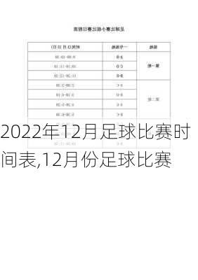 2022年12月足球比赛时间表,12月份足球比赛