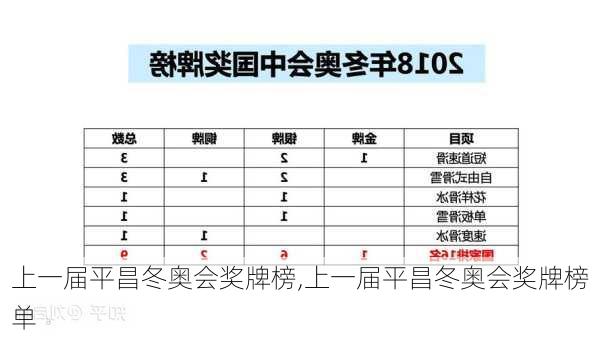 上一届平昌冬奥会奖牌榜,上一届平昌冬奥会奖牌榜单