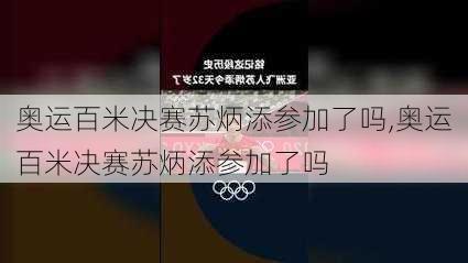 奥运百米决赛苏炳添参加了吗,奥运百米决赛苏炳添参加了吗