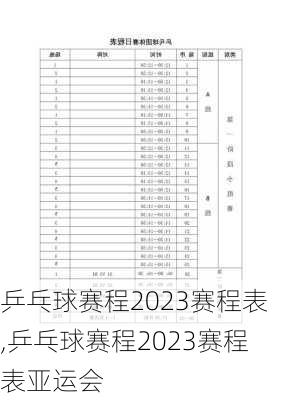 乒乓球赛程2023赛程表,乒乓球赛程2023赛程表亚运会