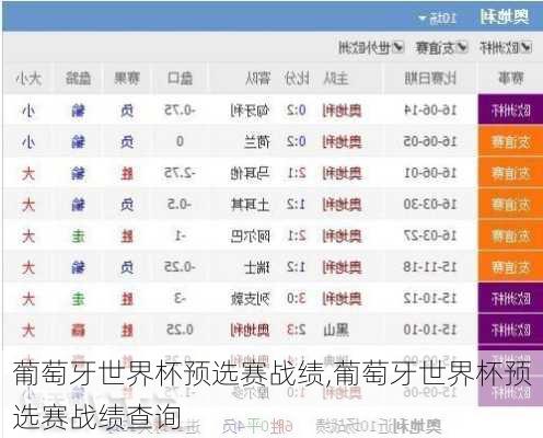 葡萄牙世界杯预选赛战绩,葡萄牙世界杯预选赛战绩查询