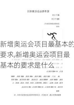 新增奥运会项目最基本的要求,新增奥运会项目最基本的要求是什么