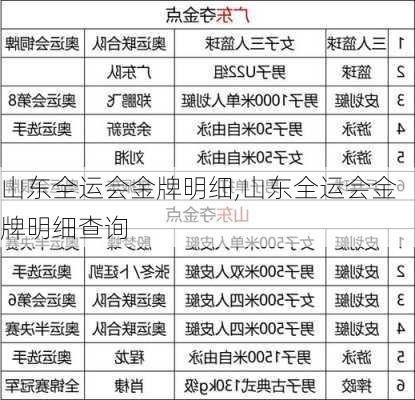 山东全运会金牌明细,山东全运会金牌明细查询