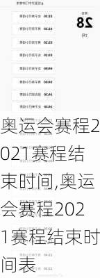 奥运会赛程2021赛程结束时间,奥运会赛程2021赛程结束时间表