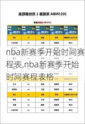 nba新赛季开始时间赛程表,nba新赛季开始时间赛程表格