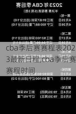 cba季后赛赛程表2023最新日程,cba季后赛赛程时间