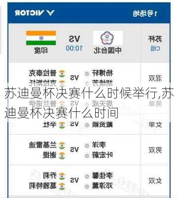 苏迪曼杯决赛什么时候举行,苏迪曼杯决赛什么时间